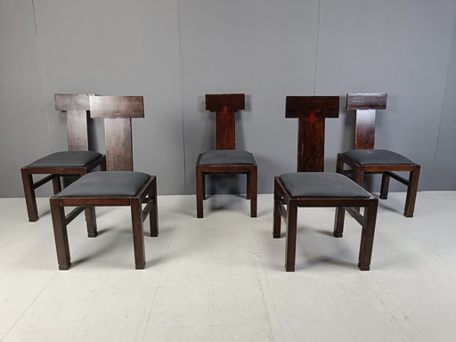 Ensemble de 5 chaises de salle à manger constructivistes par Roche Bobois, 1970S