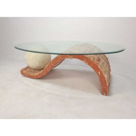 Image 1 of Table basse vintage en pierre fossile par Magnussen Ponte, 1980