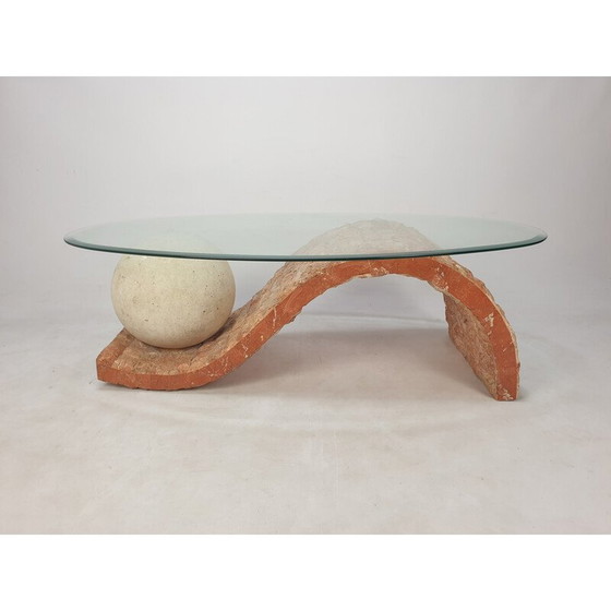 Image 1 of Table basse vintage en pierre fossile par Magnussen Ponte, 1980