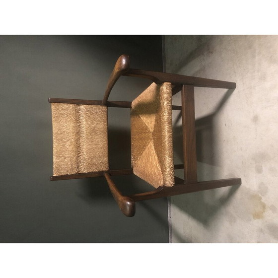 Image 1 of Fauteuil vintage en chêne et jonc, Pays-Bas 1930