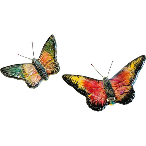 Paire de papillons en céramique vintage