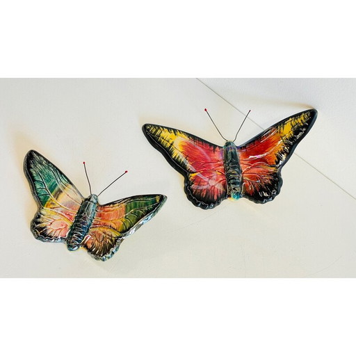 Paire de papillons en céramique vintage