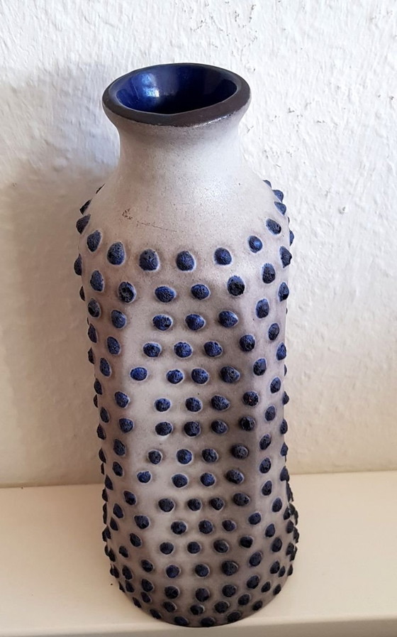 Image 1 of Vase en céramique à glaçure intérieure bleue, années 1960