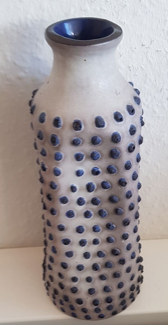 Image 1 of Vase en céramique à glaçure intérieure bleue, années 1960