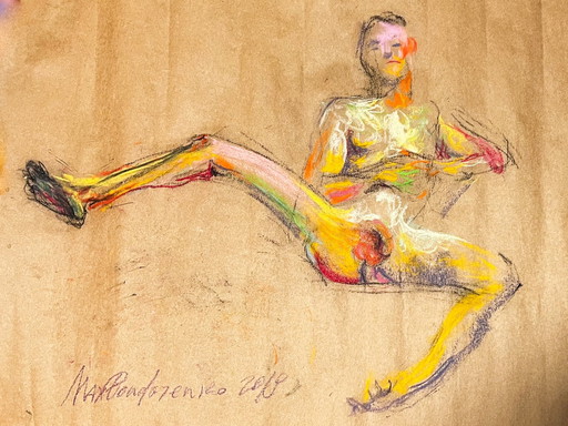 Hubert posant par Maxim Bondarenko. Pastel original sur papier. Signé