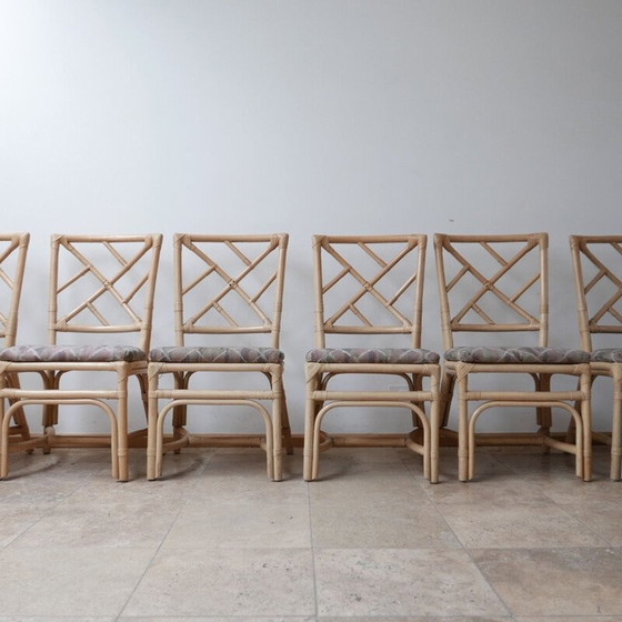 Image 1 of Ensemble de 6 chaises Chippendale vintage en faux bambou Hollande 1970