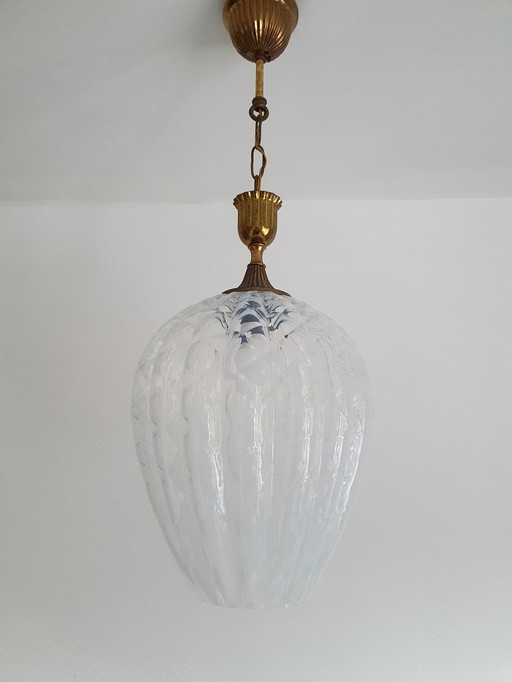 Lampe à suspension Empoli en verre des années 1950