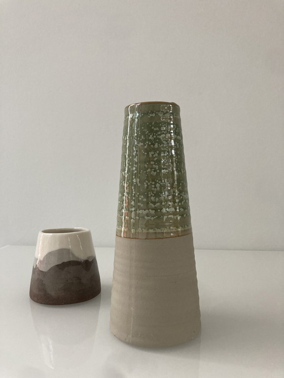 Image 1 of Ensemble de deux vases rétro, céramique avec glaçure