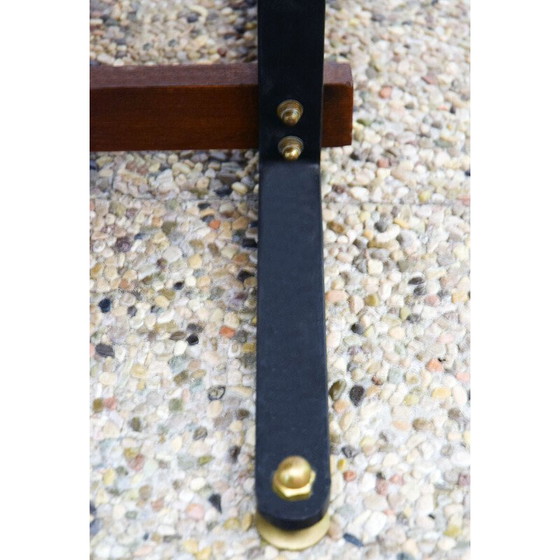 Image 1 of Table basse vintage en bois et cuivre émaillé, Italie 1950