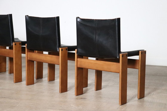 Image 1 of Ensemble de 4 chaises de salle à manger Monk par Afra et Tobia Scarpa pour Molteni Italie 1974