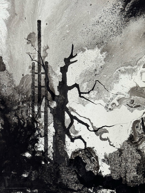 Image 1 of Paysage surréaliste (composition à l'encre) 1978 - Eugène Eechaut (1928-2019)