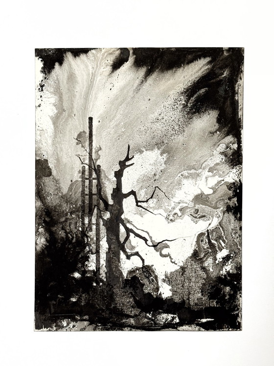 Image 1 of Paysage surréaliste (composition à l'encre) 1978 - Eugène Eechaut (1928-2019)