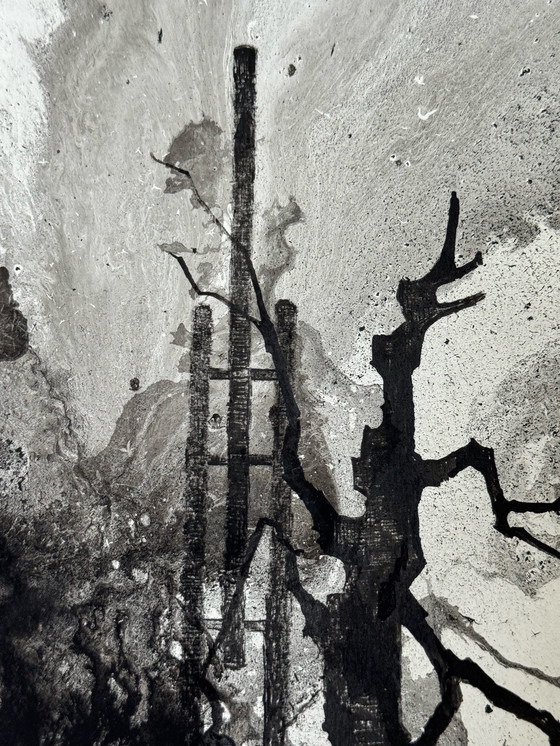 Image 1 of Paysage surréaliste (composition à l'encre) 1978 - Eugène Eechaut (1928-2019)