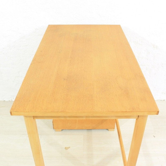 Image 1 of Bureau vintage en chêne massif et hêtre, 1950