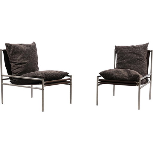 Paire de fauteuils industriels vintage en acier, Allemagne 1949
