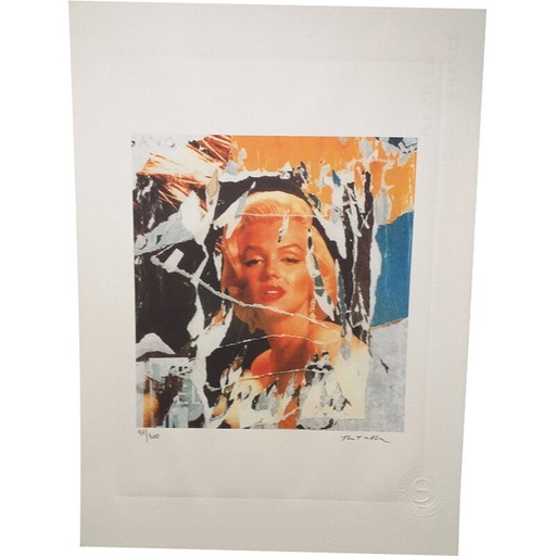 Lithographie vintage "tribute to Marilyn" par Domenico Mimmo Rotella, 2010