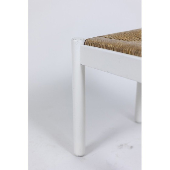 Image 1 of Paire de tabourets vintage en bois laqué et paille, 1970