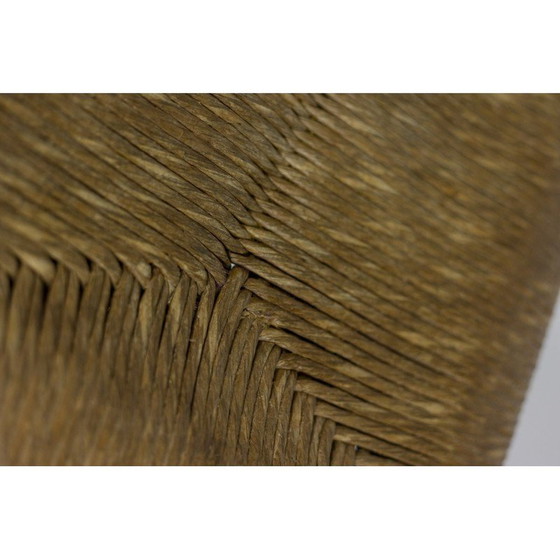 Image 1 of Paire de tabourets vintage en bois laqué et paille, 1970