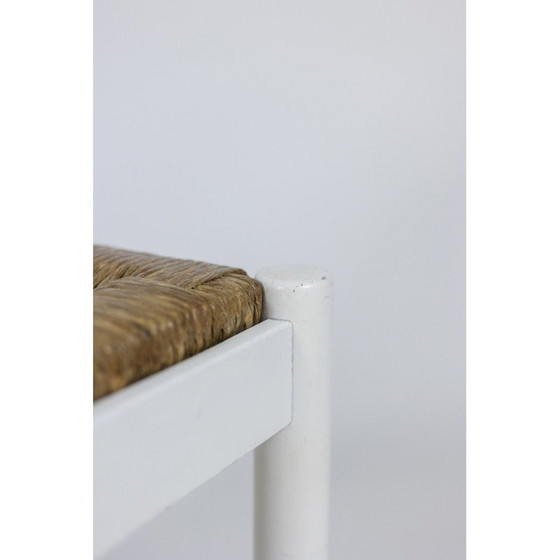 Image 1 of Paire de tabourets vintage en bois laqué et paille, 1970