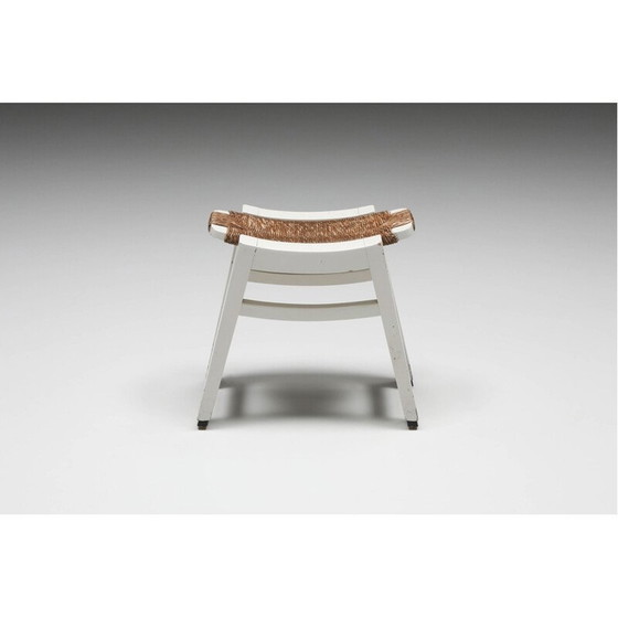 Image 1 of Ensemble de 4 tabourets en jonc vintage de W. Kuyper, années 1950