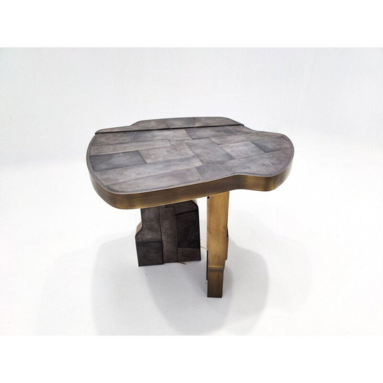 Image 1 of Table d'appoint italienne vintage contemporaine en laiton et céramique