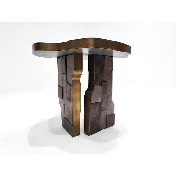 Image 1 of Table d'appoint italienne vintage contemporaine en laiton et céramique