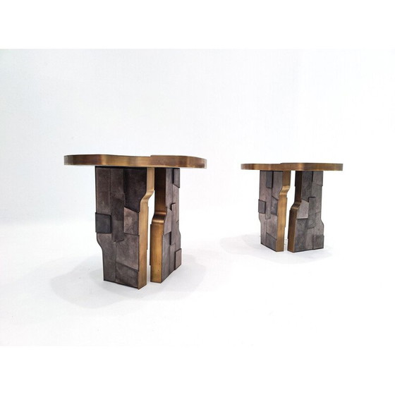 Image 1 of Table d'appoint italienne vintage contemporaine en laiton et céramique