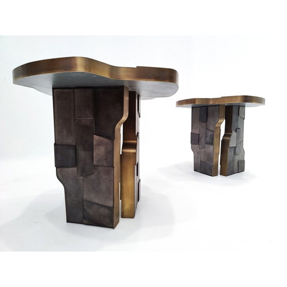 Image 1 of Table d'appoint italienne vintage contemporaine en laiton et céramique