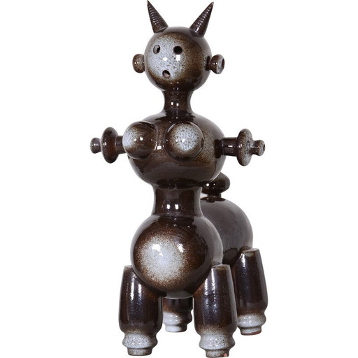 Sculpture en céramique de l'auteur du milieu du siècle, Tchécoslovaquie 1960