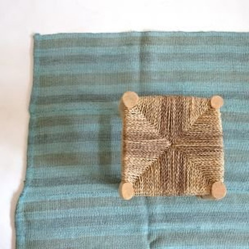 Tapis vintage bleu d'origine turque