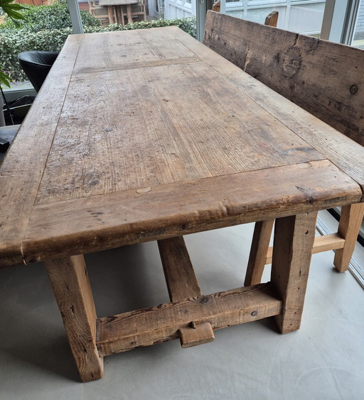 Superbe Table en Bois 2.75×100 Banc en Bois 2 Mètre Br 100 Cm Haut Profondeur 50 Cm