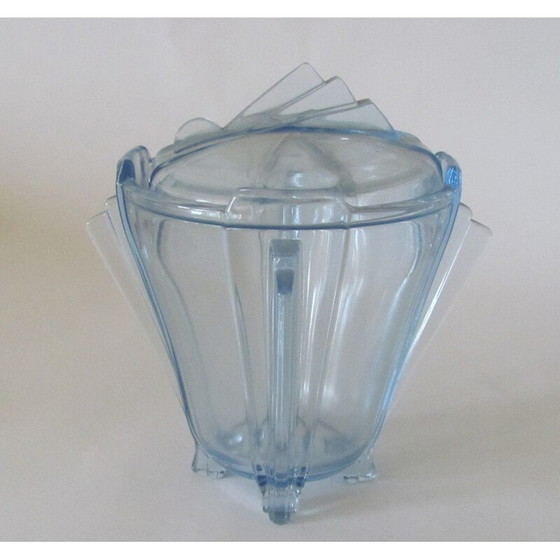 Image 1 of Boîte à biscuits vintage en verre pressé, Tchécoslovaquie 1950