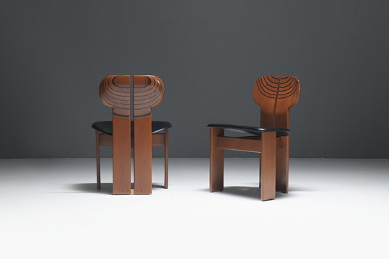 Image 1 of Superbe ensemble (8) de chaises africaines par Afra et Tobia Scarpa pour Maxalto Italie