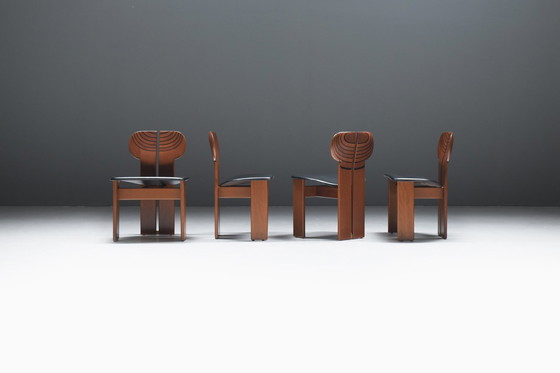 Image 1 of Superbe ensemble (8) de chaises africaines par Afra et Tobia Scarpa pour Maxalto Italie