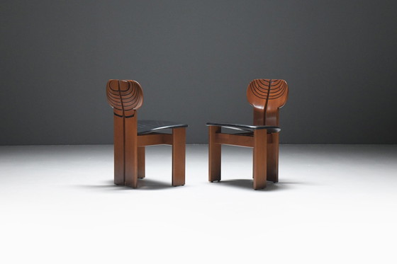 Image 1 of Superbe ensemble (8) de chaises africaines par Afra et Tobia Scarpa pour Maxalto Italie