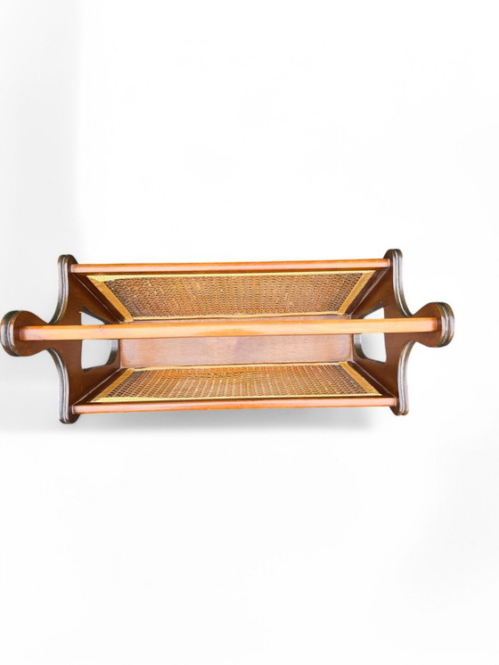 Image 1 of Porte Revue Vintage En Bois Et Cannage