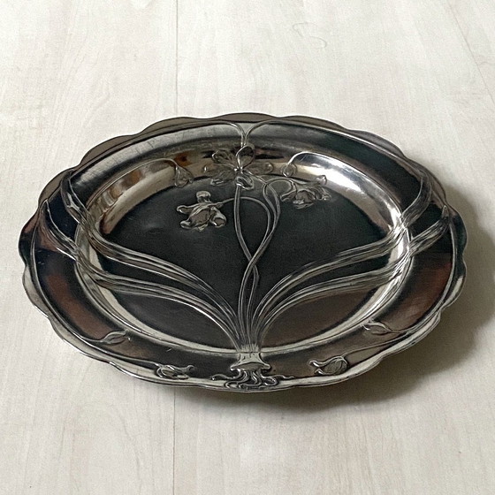 Image 1 of Assiette Art Nouveau 1900 En Étain