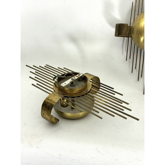 Image 1 of Ensemble de 3 lampes murales vintage en métal doré, Italie 1950