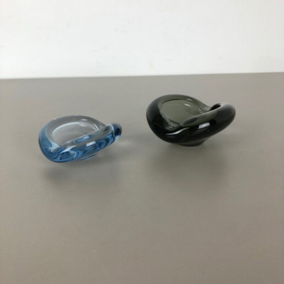 Image 1 of Paire de cendriers en verre vintage par Per Lutken pour Holmegaard, Danemark 1960