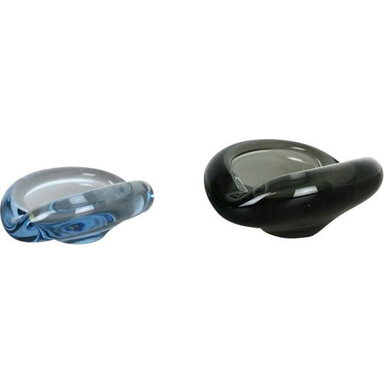 Image 1 of Paire de cendriers en verre vintage par Per Lutken pour Holmegaard, Danemark 1960