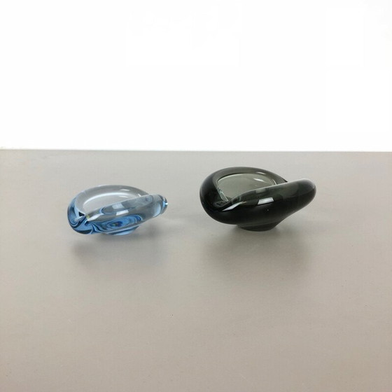 Image 1 of Paire de cendriers en verre vintage par Per Lutken pour Holmegaard, Danemark 1960