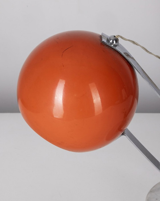 Image 1 of Lampe de table vintage des années 1960 en marbre et métal orange design italien