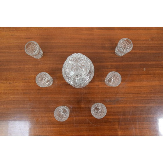 Image 1 of Ensemble de 6 verres et carafes en cristal vintage, Tchécoslovaquie 1950