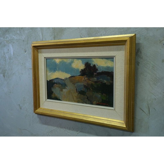 Image 1 of Huile moderne suédoise vintage sur panneau par Arne Aspelin, années 1960