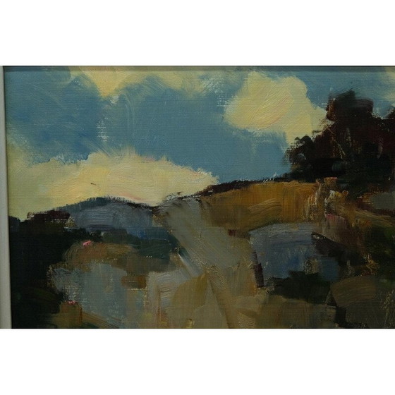 Image 1 of Huile moderne suédoise vintage sur panneau par Arne Aspelin, années 1960