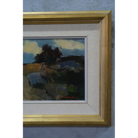Image 1 of Huile moderne suédoise vintage sur panneau par Arne Aspelin, années 1960