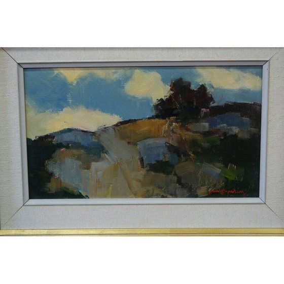Image 1 of Huile moderne suédoise vintage sur panneau par Arne Aspelin, années 1960