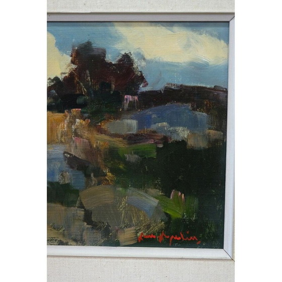 Image 1 of Huile moderne suédoise vintage sur panneau par Arne Aspelin, années 1960