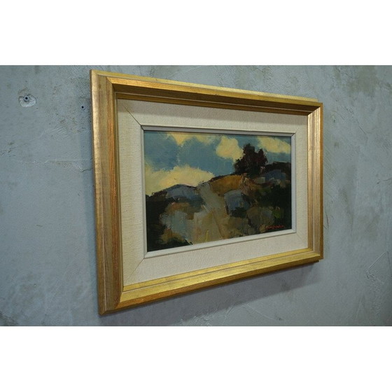 Image 1 of Huile moderne suédoise vintage sur panneau par Arne Aspelin, années 1960