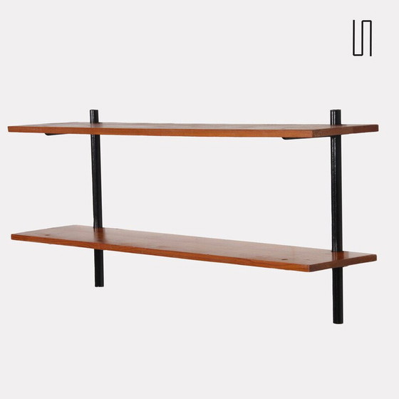 Image 1 of Etagère vintage en bois et métal à 2 niveaux, 1960